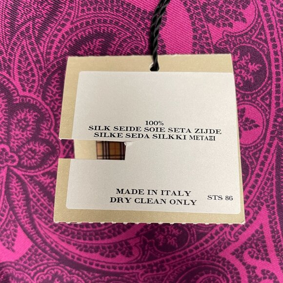 NWT Absolutely Stunning BURBERRY Silk Scarf Pink/Black- Size 27"x27" - Picture 13 of 14